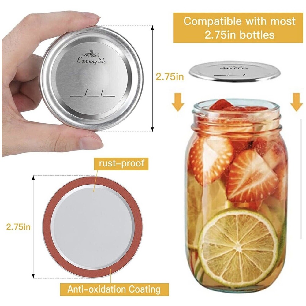 48 PCS Canning Lids Regular Mouth Mason Jar‎ Rings Split Type 70MM